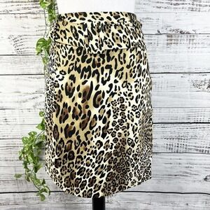 Adrienne Vittadini Skirt 4 Brown Black Gold Cheetah Animal Straight Pencil Belt